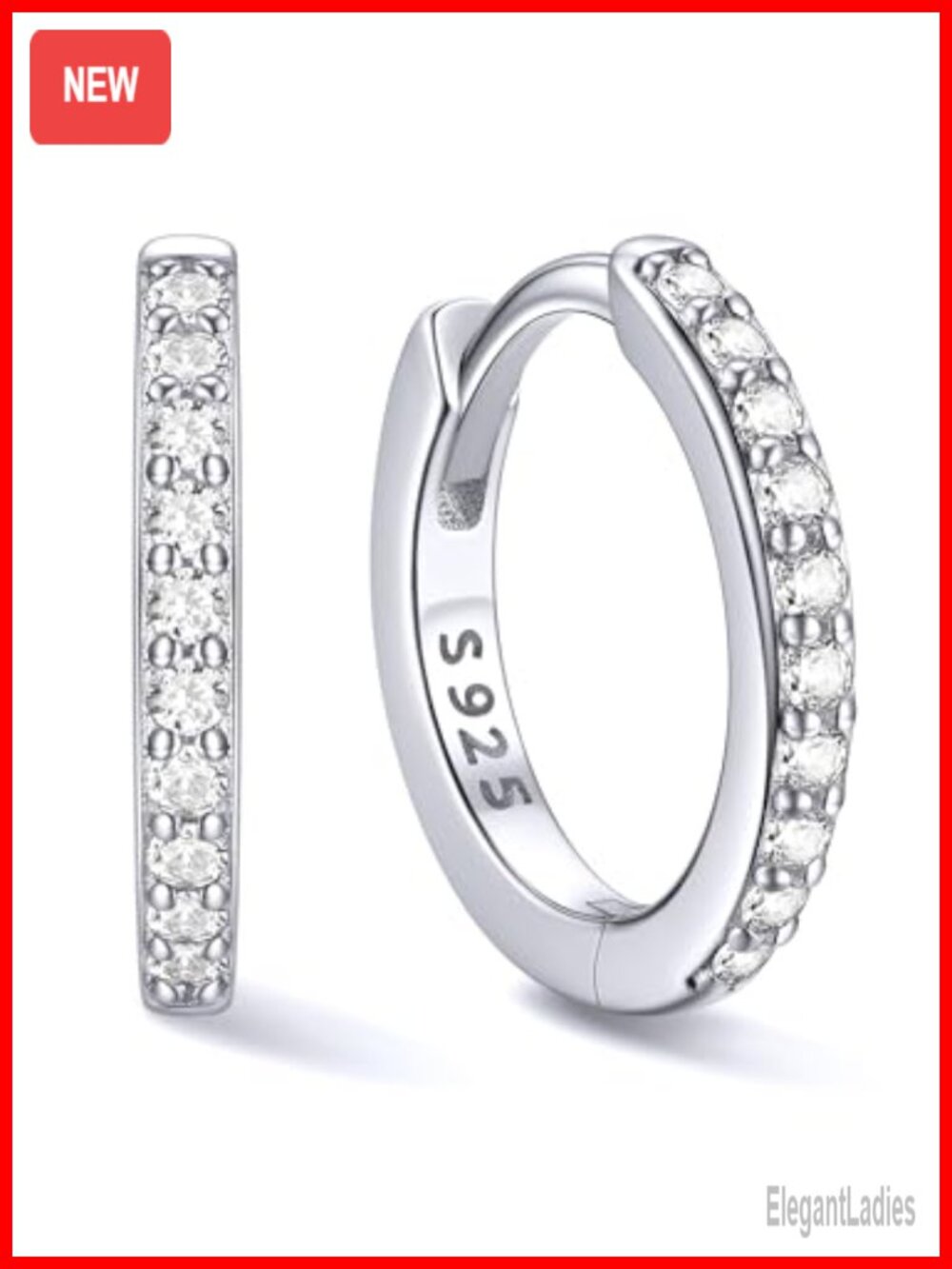 925 Sterling Silver Hoop Earrings Cubic Zirconia Huggie Small Hoops